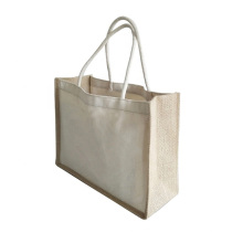 Personalized Manufacturer Wholesale Printed Burlap Shopping Tote Jute Bag with Cotton Handle